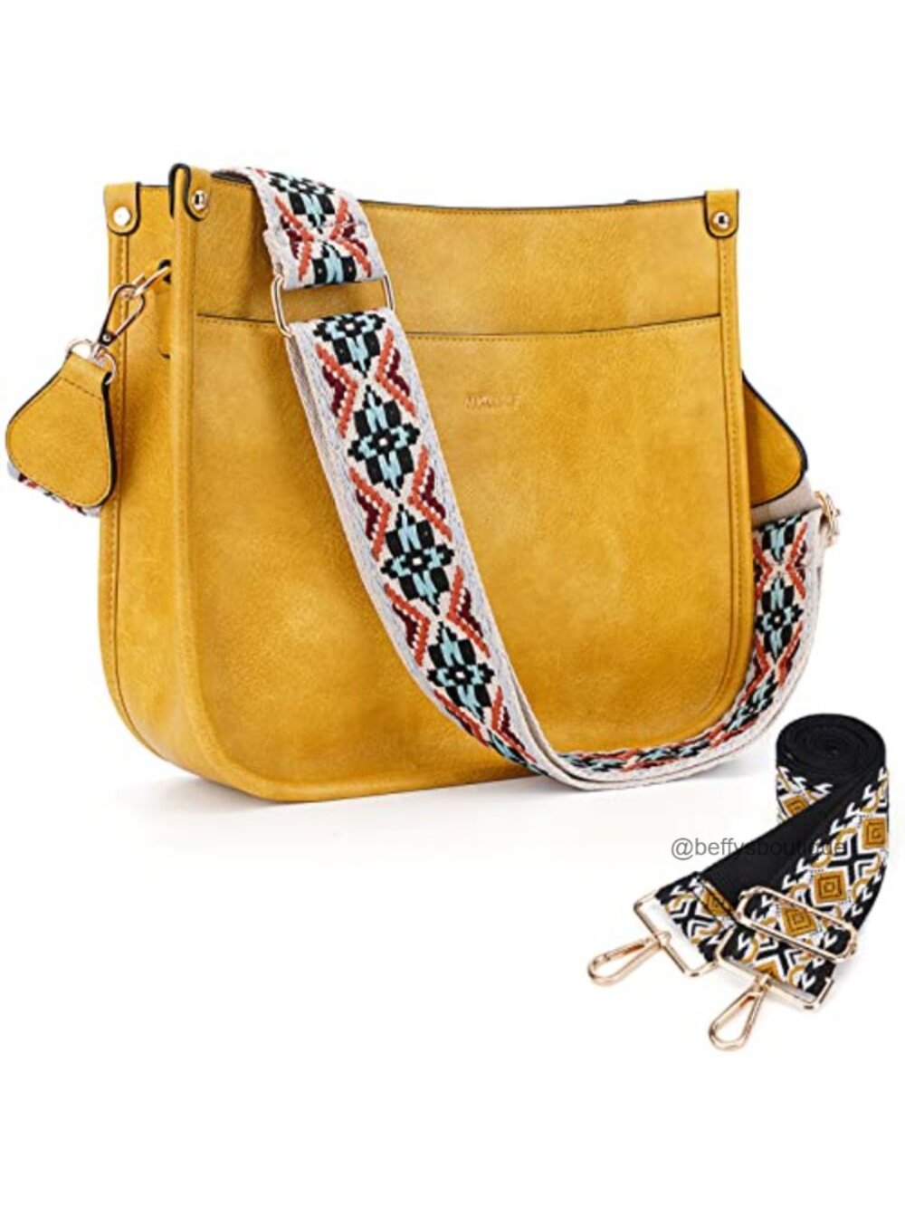 Vegan Leather Crossbody Hobo Bag with 2 Adjustable Straps